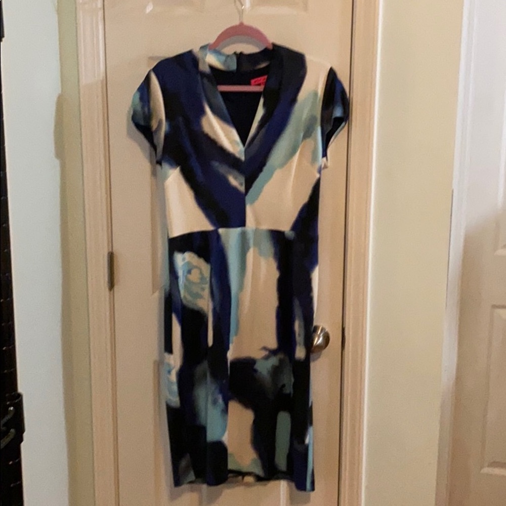 Betsy Johnson blue and white dress.